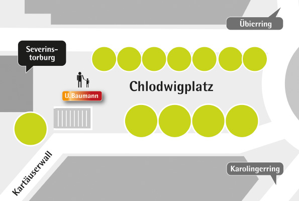 Position Wochenmarkt Köln-Südstadt, Chlodwigplatz